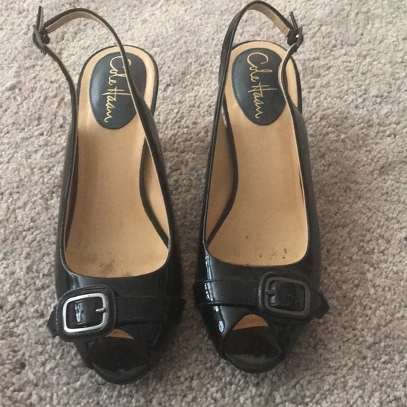Cole Haan Shoes - Black Patent Slingback Heels